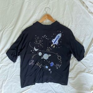 Topshop Outer Space/Solar System Embroidered Shirt